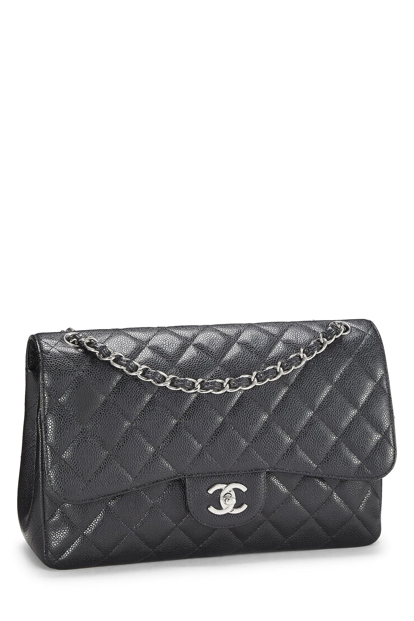 Chanel, sac à main New Classic Flap Jumbo matelassé noir d'occasion, noir