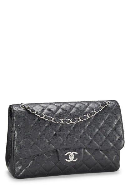 Chanel, Pre-Loved Black Quilted Caviar New Classic Flap Jumbo, Black