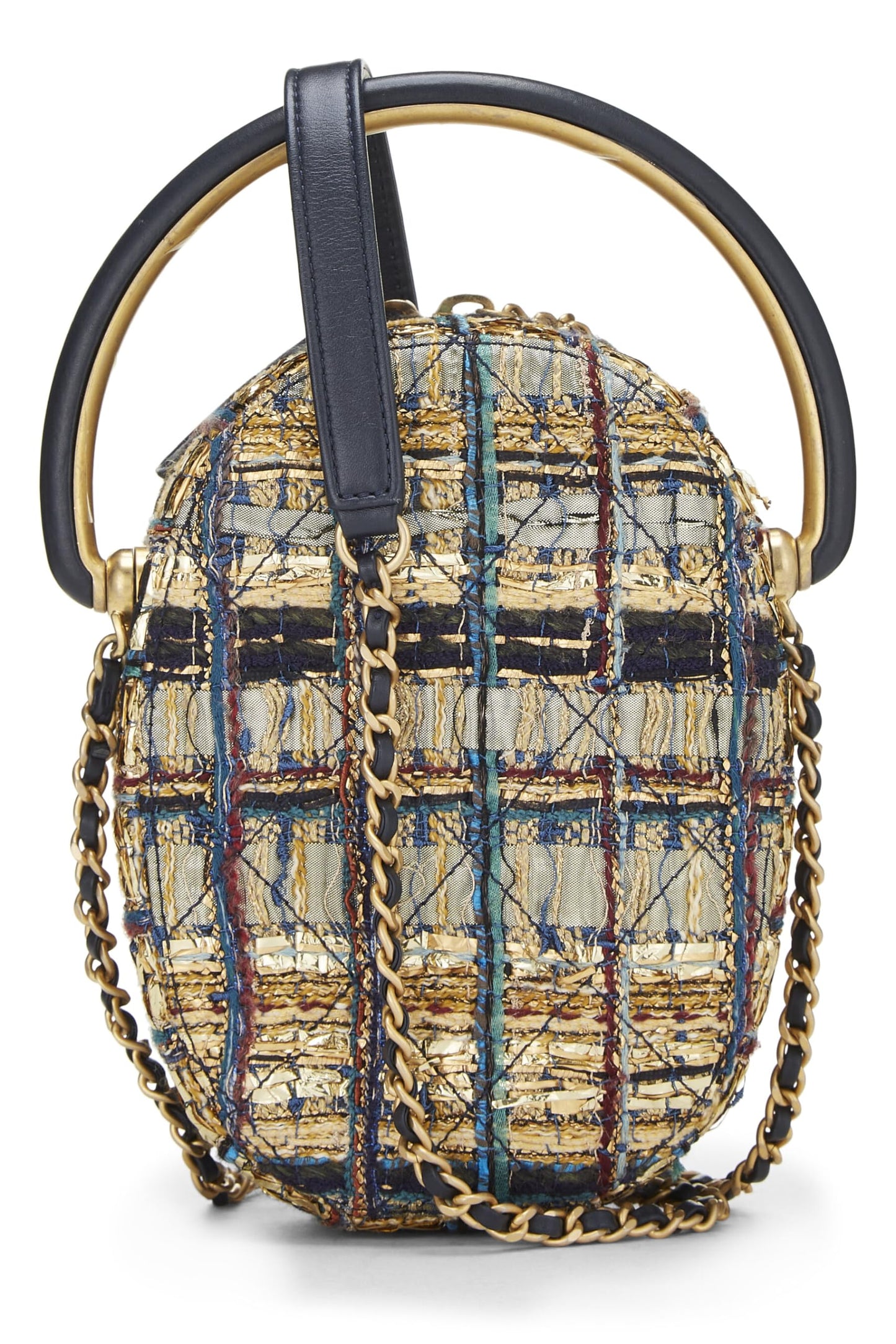 Chanel, Pre-Loved Paris-Egypt Metallic Gold Tweed Oval Bag, Multi