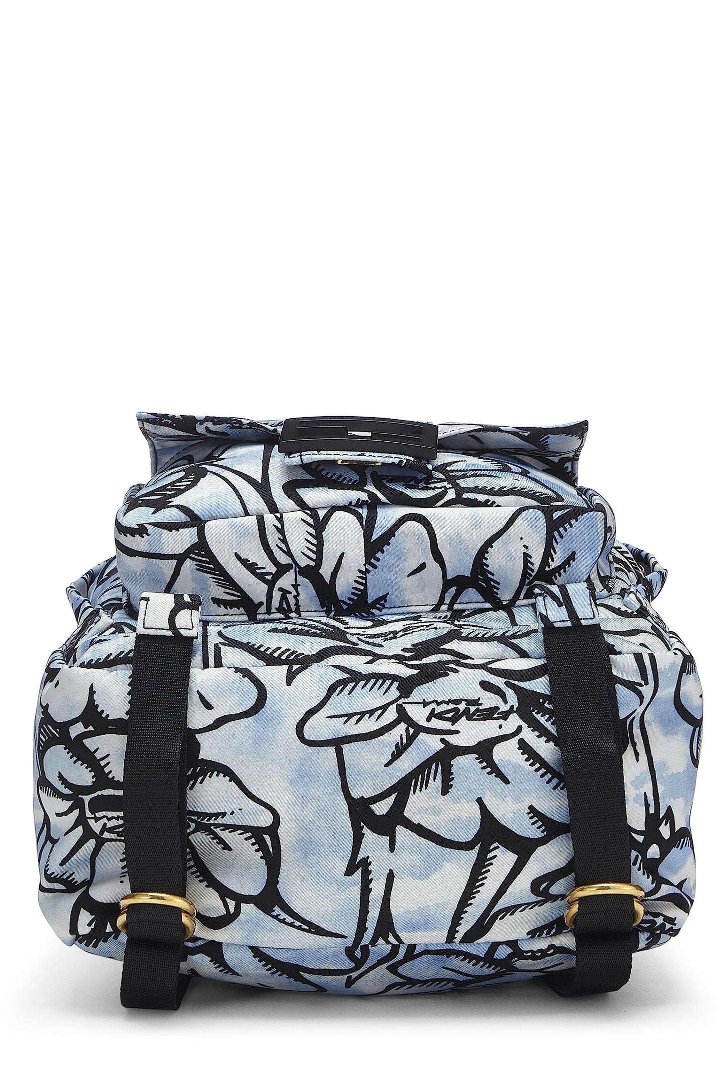 Fendi, Pre-Loved Blue & Black Nylon Printed Backpack Small, Multi