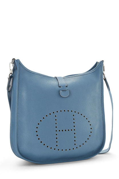 Hermès, Pre-Loved Turquoise Blue Clemence Evelyne III GM, Blue