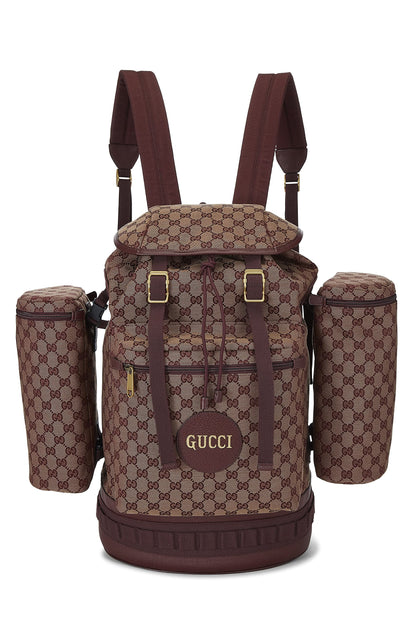 Gucci, Pre-Loved Burgundy GG Canvas Alpina Trekking Backpack, Burgundy