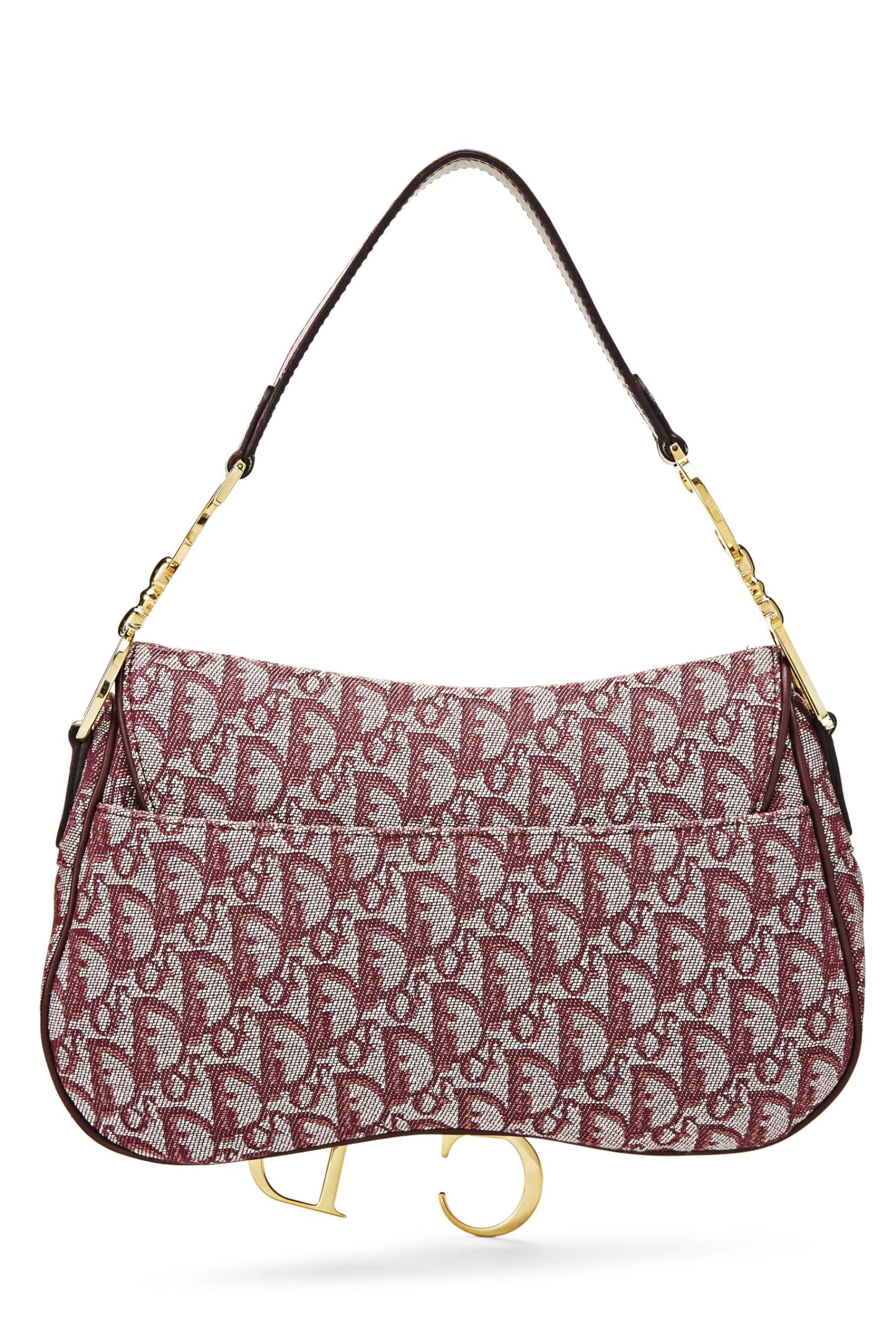 Dior, Pre-Loved Burgundy Trotter Canvas Double Saddle Bag, Burgundy