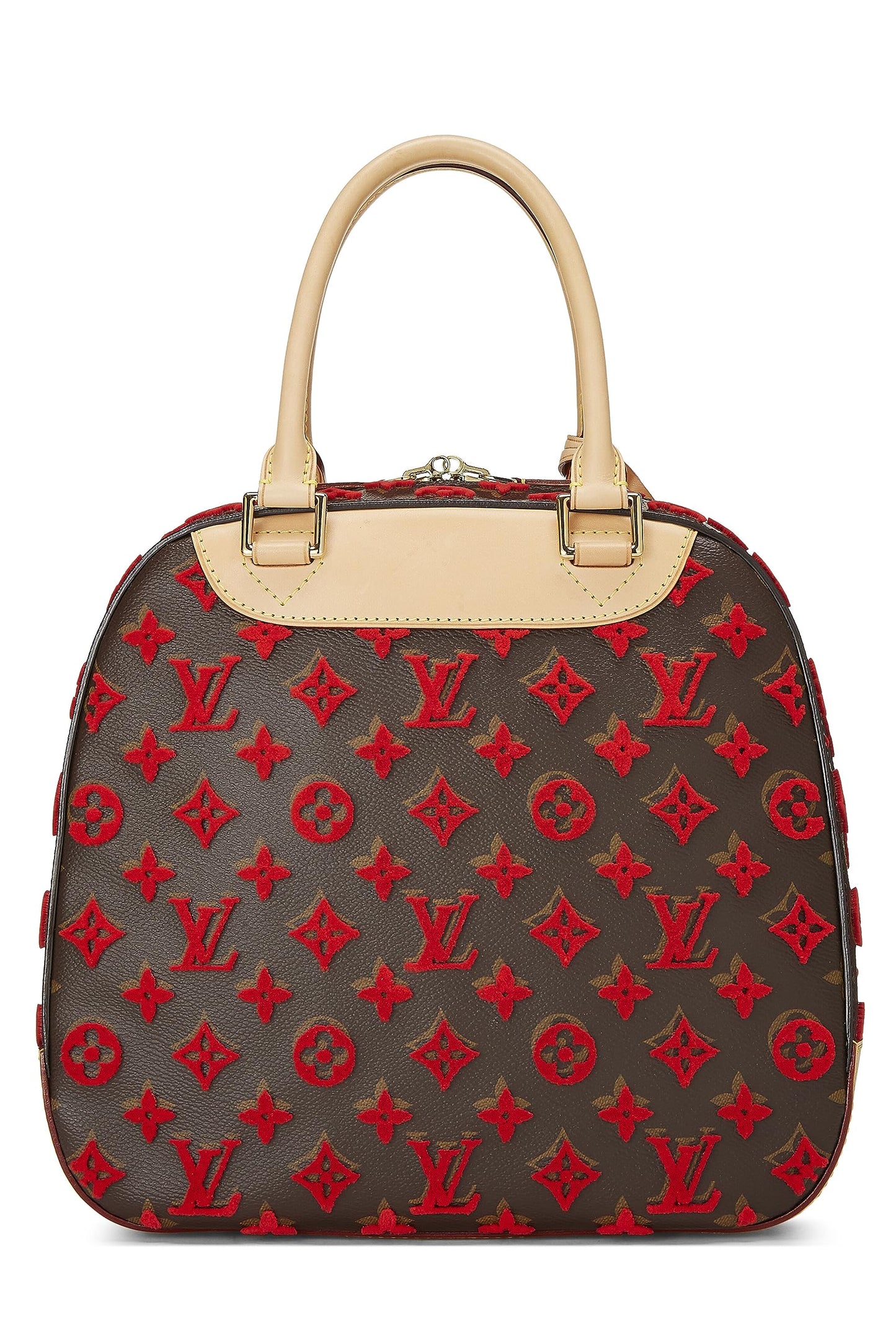 Louis Vuitton, Pre-Loved Red Monogram Tuffetage Deauville Cube, Red