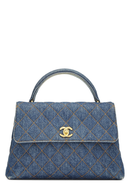 Chanel, Kelly Small en denim bleu d'occasion, bleu