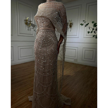 Robe de soirée de luxe légère et légère avec perles