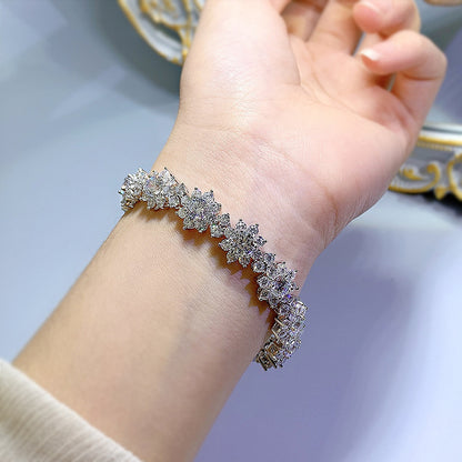 Full Inlaid SUNFLOWER S925 Silver Artificial Diamond Flower-shaped Bracelet