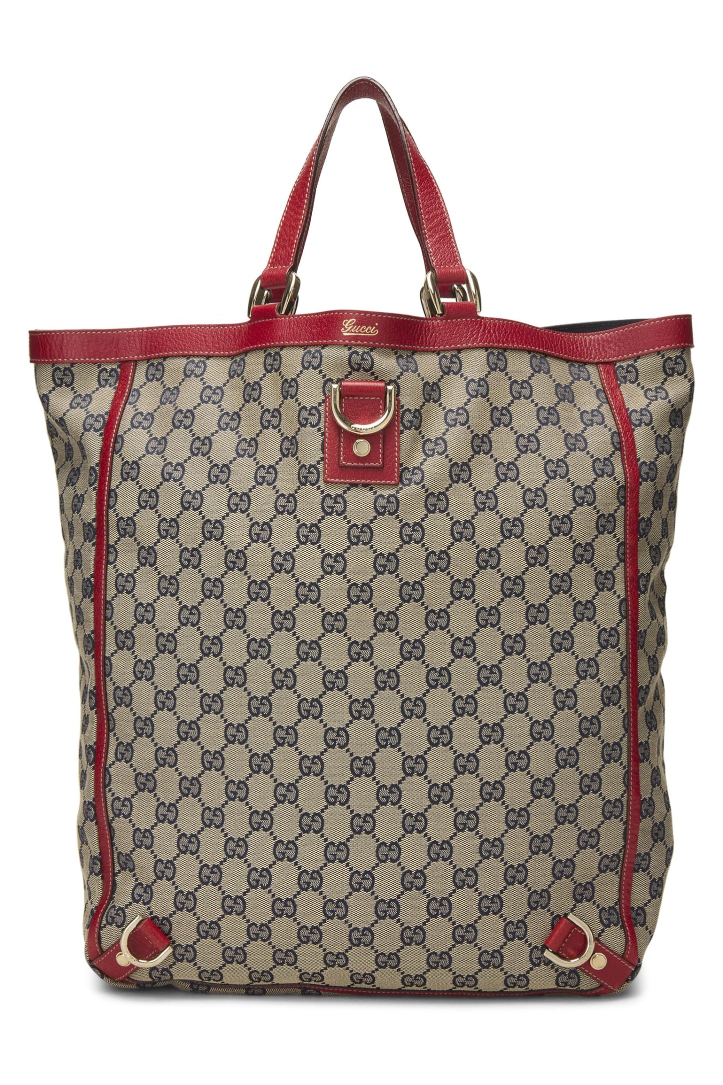 Gucci, sac fourre-tout vertical Abbey en toile GG rouge d'occasion avec anneau en D, rouge