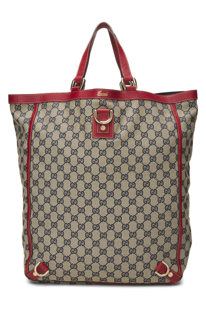 Gucci, Pre-Loved Red Original GG Canvas D-Ring Abbey Vertical Tote, Red