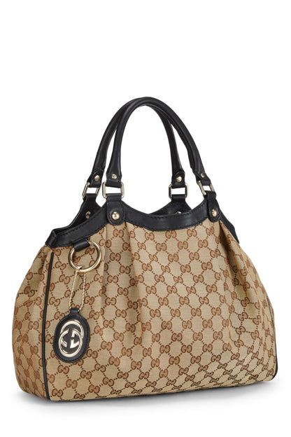 Gucci, sac à main Boston en toile GG noir d'occasion, noir