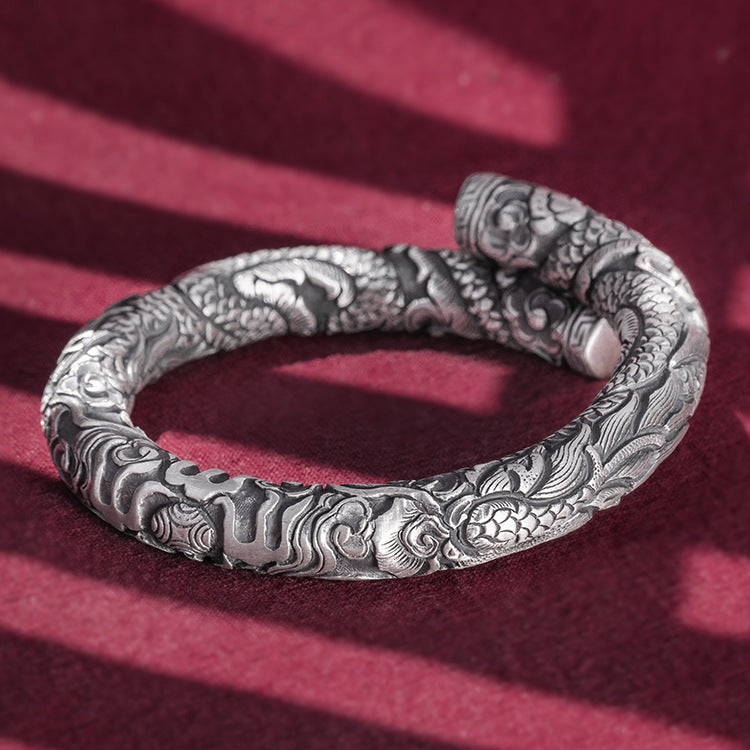 Bracelet de jeu en argent à double tête pour homme