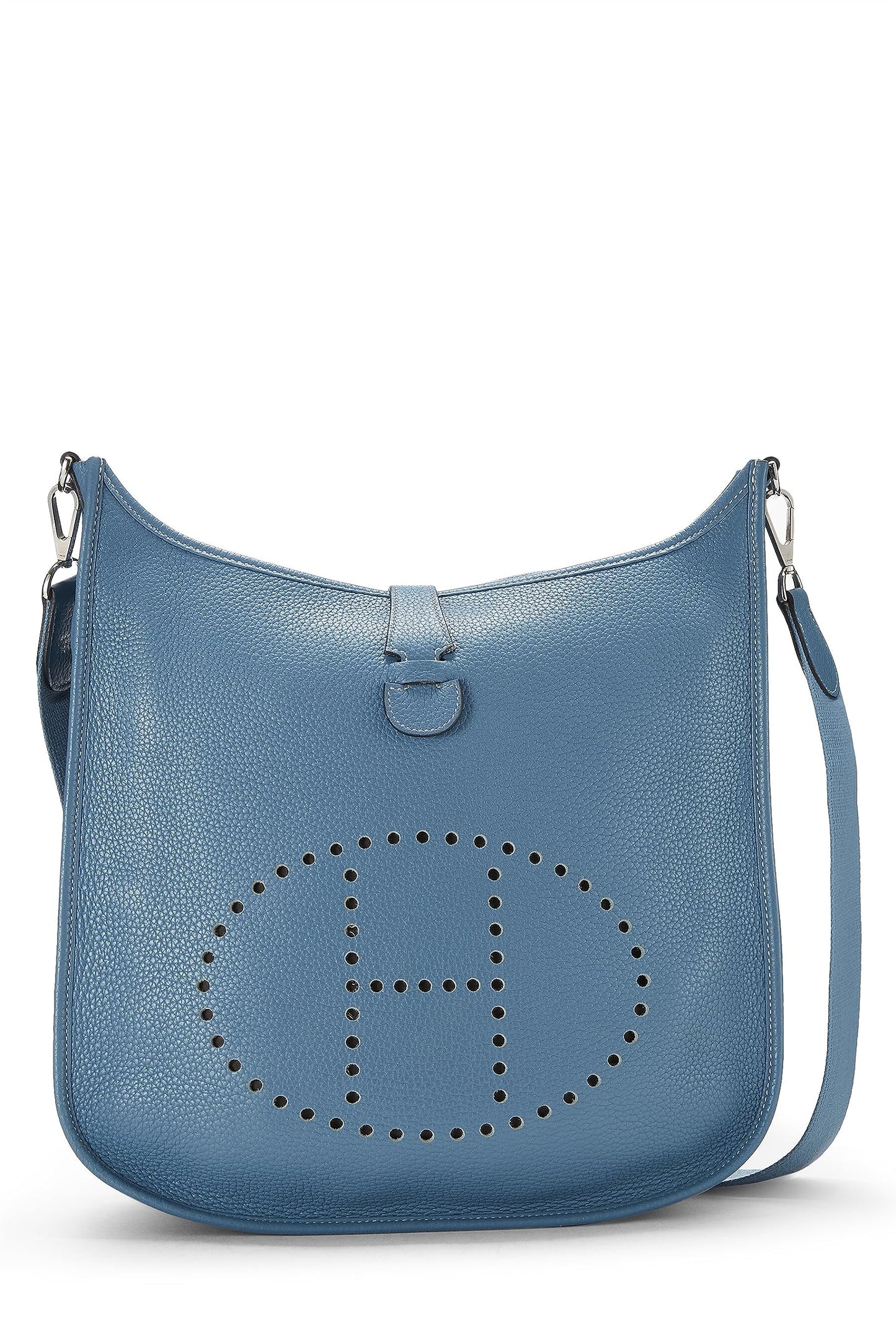 Hermès, Pre-Loved Turquoise Blue Clemence Evelyne III GM, Blue