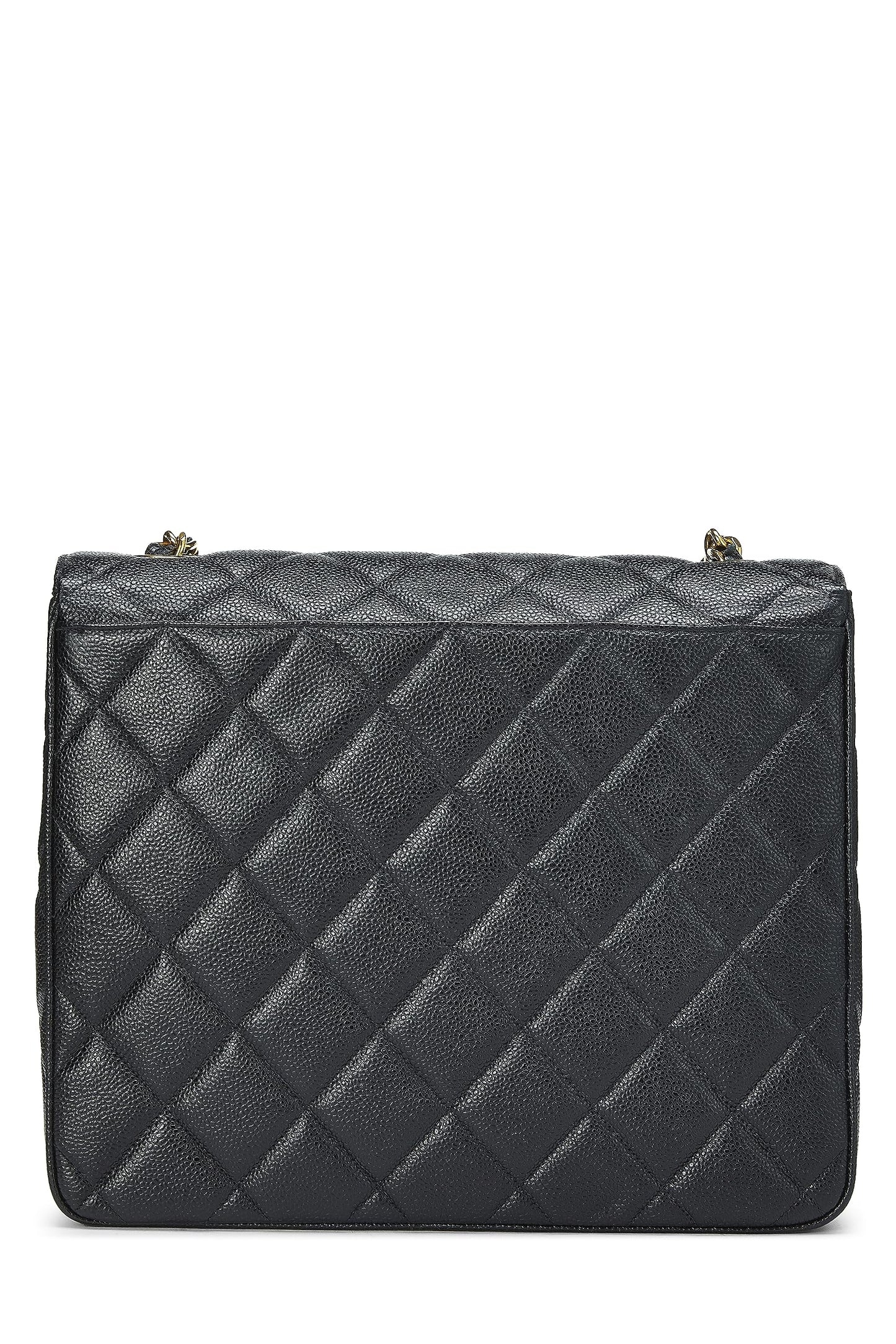 Chanel, sac à rabat carré Big CC Black Caviar d'occasion, grand modèle, noir