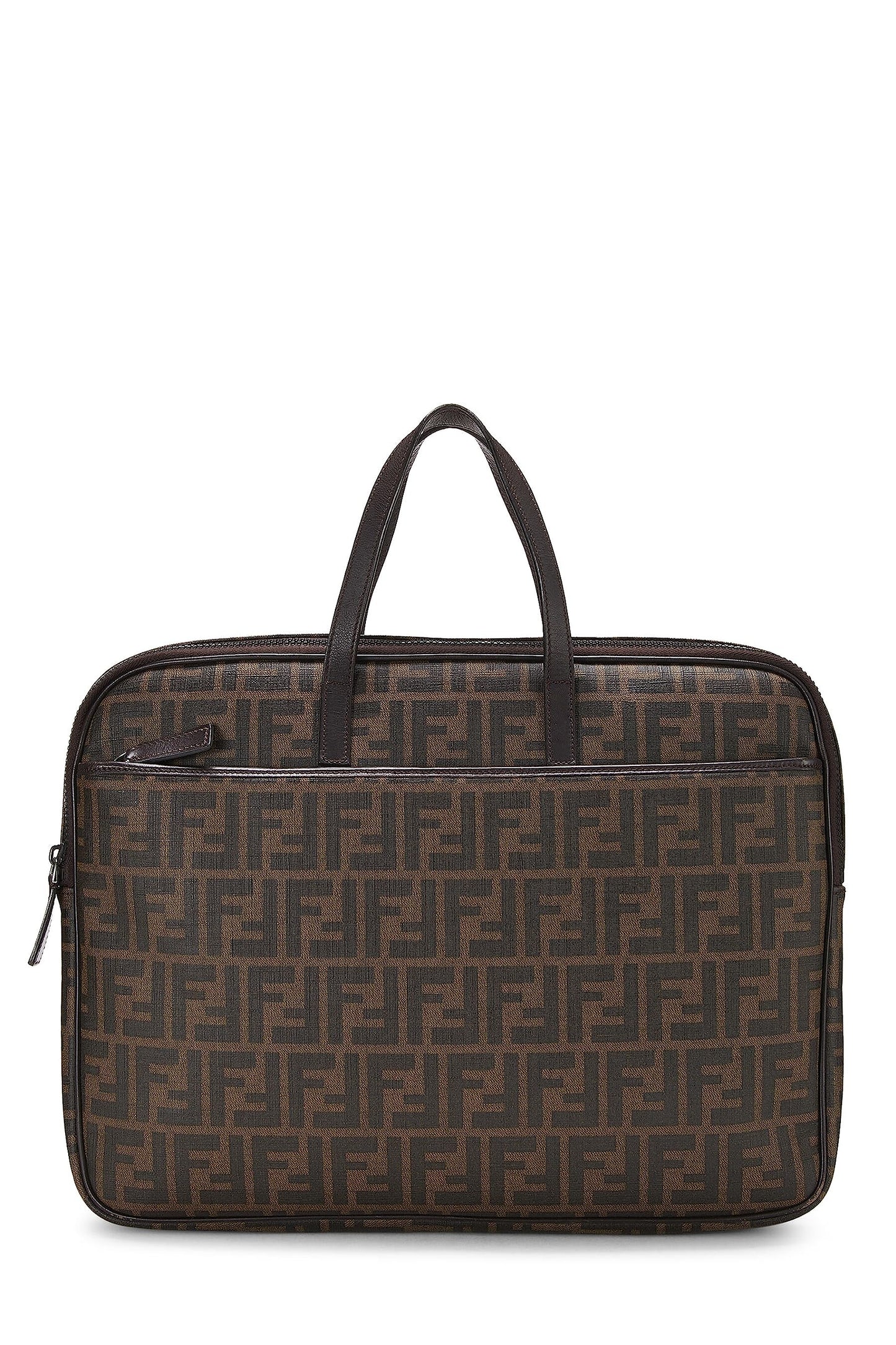 Fendi, porte-documents en toile enduite marron Zucca d'occasion, marron