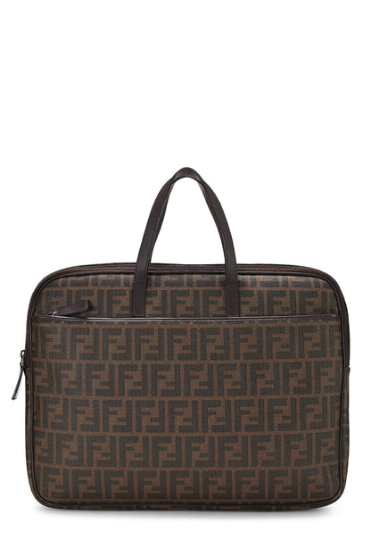 Fendi, porte-documents en toile enduite marron Zucca d'occasion, marron