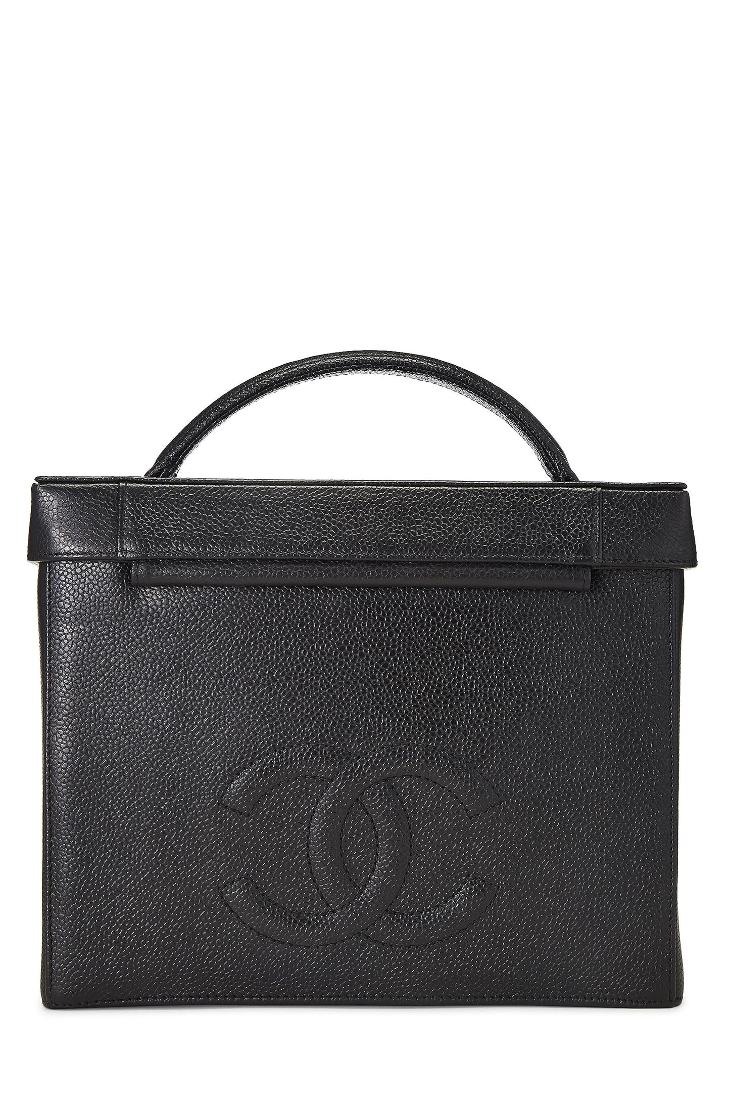 Chanel, Pre-Loved Black Caviar Circle 'CC' Vanity Large, Black