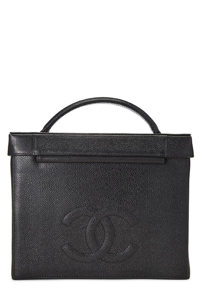 Chanel, Tocador grande Pre-Loved Black Caviar Circle 'CC', negro