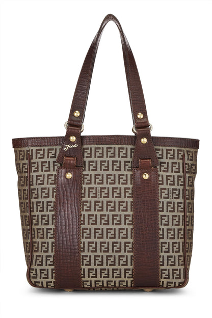 Fendi, sac fourre-tout en toile marron Zucchino, petit modèle, d'occasion, marron