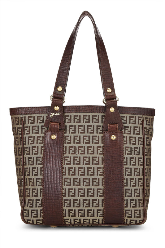 Fendi, sac fourre-tout en toile marron Zucchino, petit modèle, d'occasion, marron