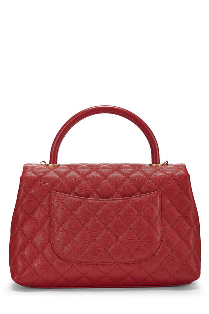 Chanel, Bolso mediano con asa de coco y caviar rojo Pre-Loved, Rojo