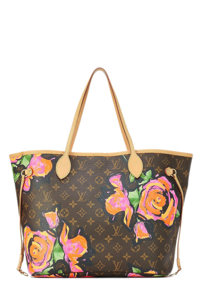 Louis Vuitton, Pre-Loved Stephen Sprouse x Louis Vuitton Monogram Canvas Roses Neverfull MM, Marrón