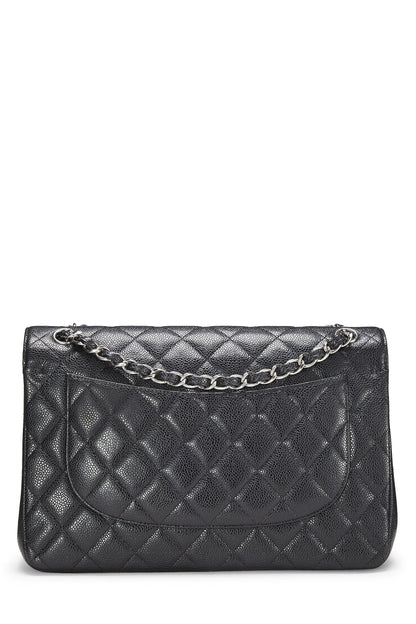 Chanel, sac à main New Classic Flap Jumbo matelassé noir d'occasion, noir