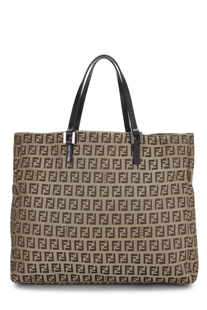 Fendi, sac fourre-tout en toile marron Zucchino, petit modèle, d'occasion, marron