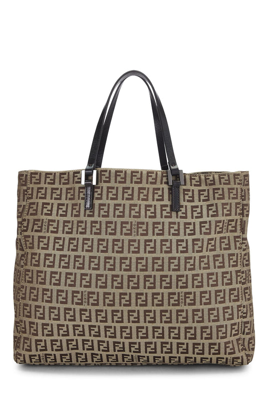 Fendi, sac fourre-tout en toile marron Zucchino, petit modèle, d'occasion, marron