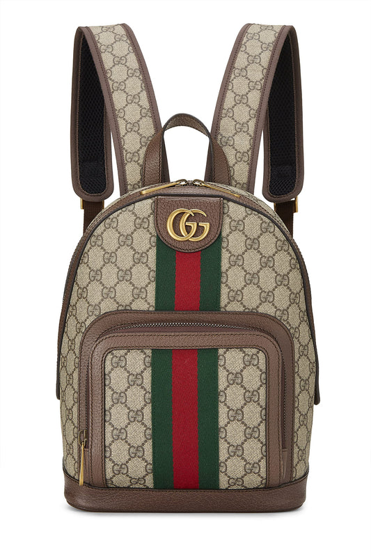 Gucci, Mochila pequeña Ophidia de lona GG Supreme original Pre-Loved, marrón