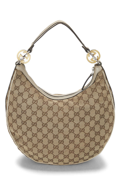 Gucci, sac hobo Twins en toile GG blanc d'occasion, blanc