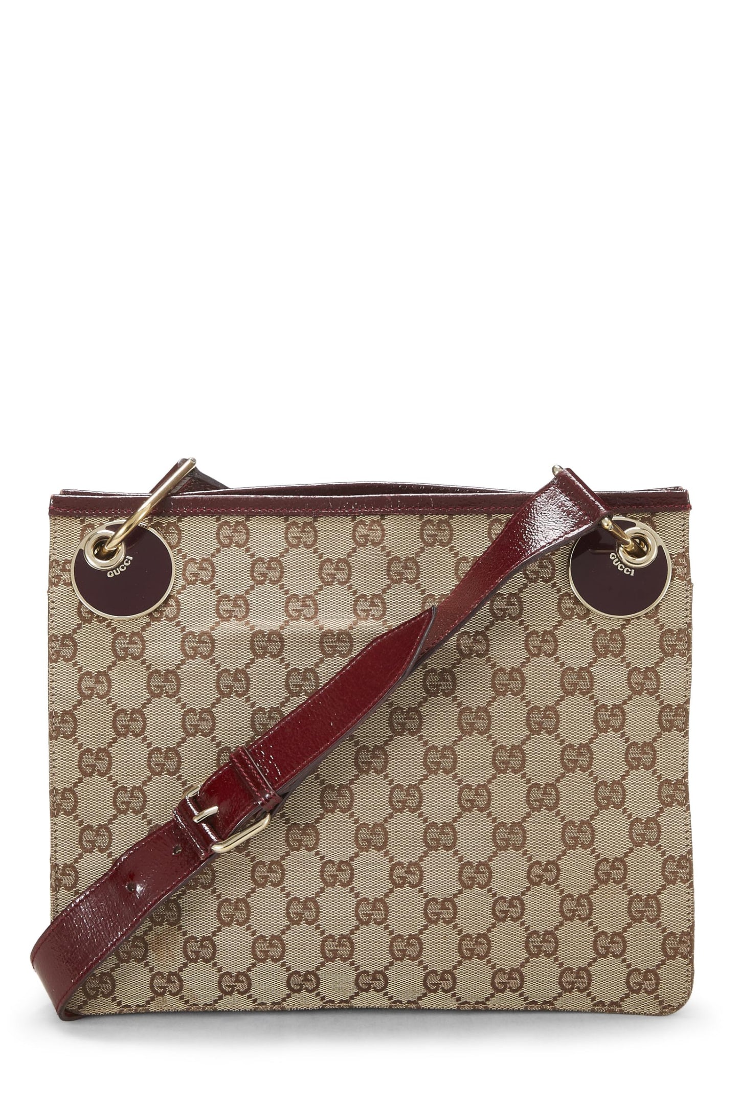 Gucci, Pre-Loved Burgundy Original GG Canvas Shoulder Bag, Burgundy