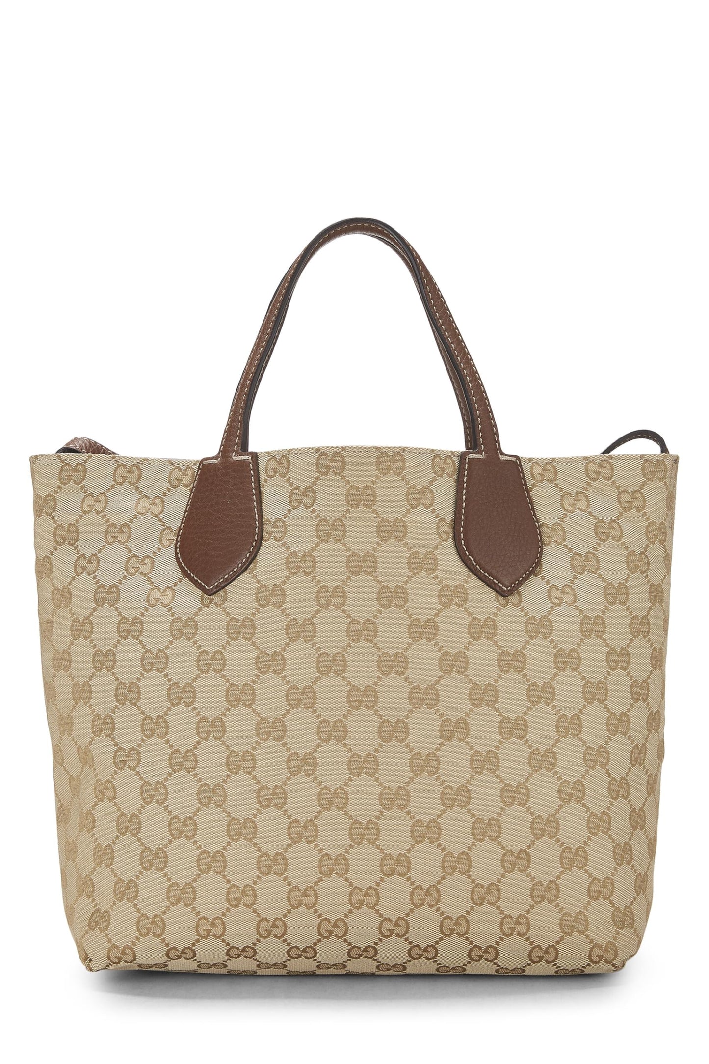 Gucci, Pre-Loved Original GG Canvas & Brown Leather Reversible Tote Small, Brown