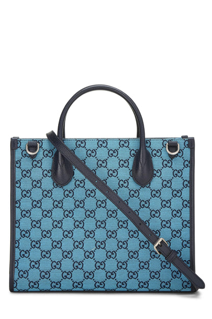 Gucci, sac fourre-tout en toile GG bleu d'occasion, petit modèle, bleu