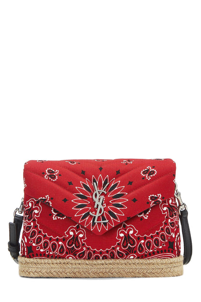 Yves Saint Laurent, Juguete Loulou con monograma de lona con bandana roja Pre-Loved, Rojo