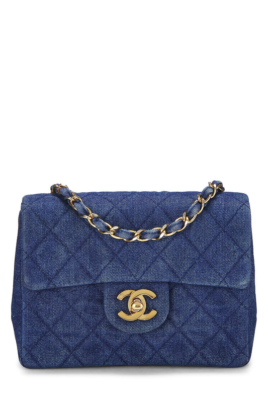 Chanel, Pre-Loved Blue Denim Half Flap Mini, Blue