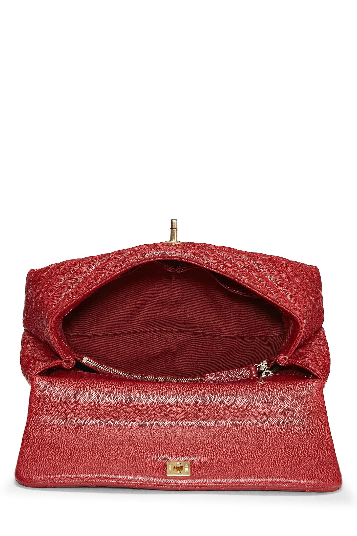 Chanel, sac à main Coco Red Caviar Medium d'occasion, rouge