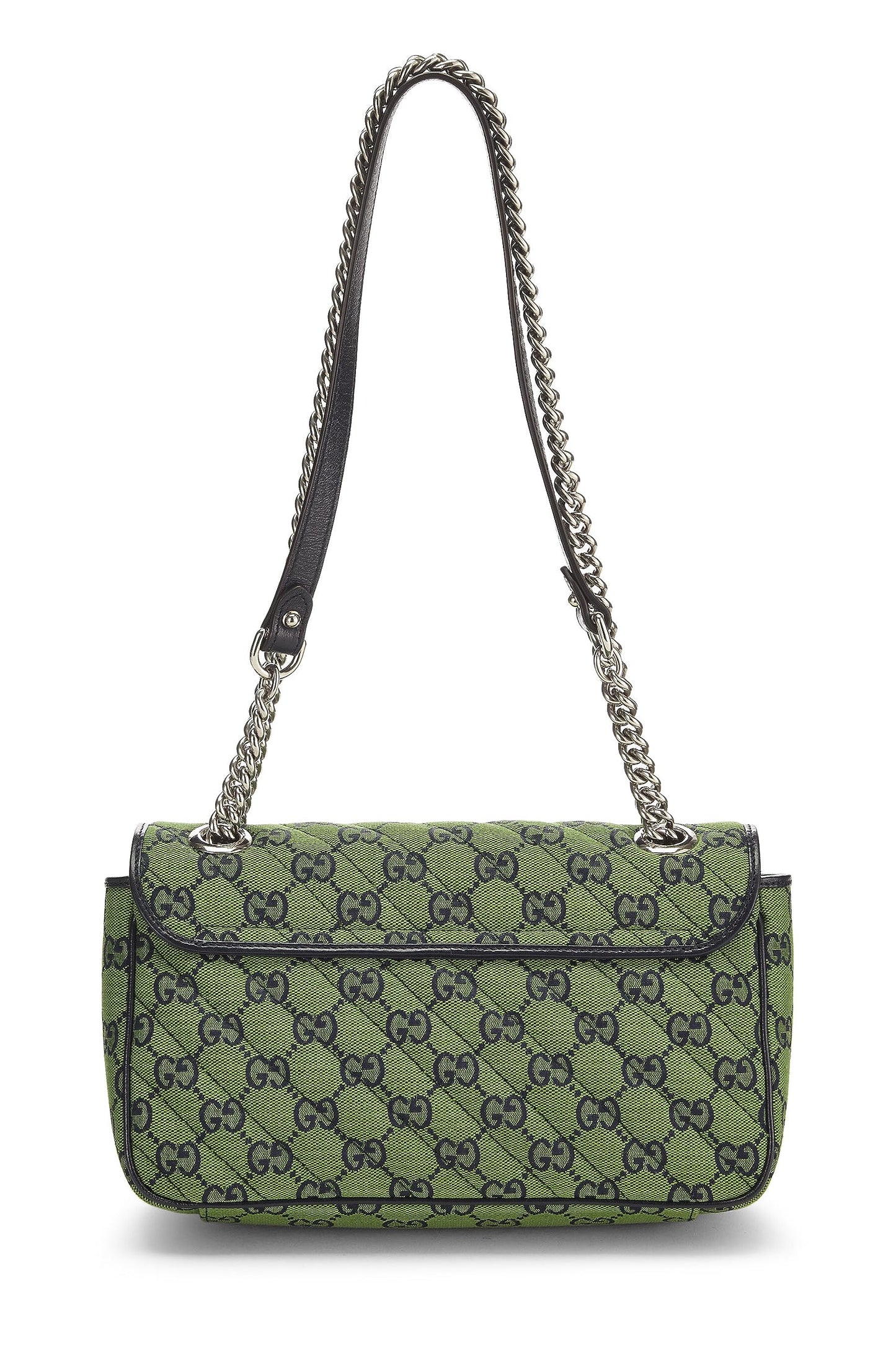 Gucci, Bolso de hombro pequeño Marmont de lona GG original verde Pre-Loved, Verde