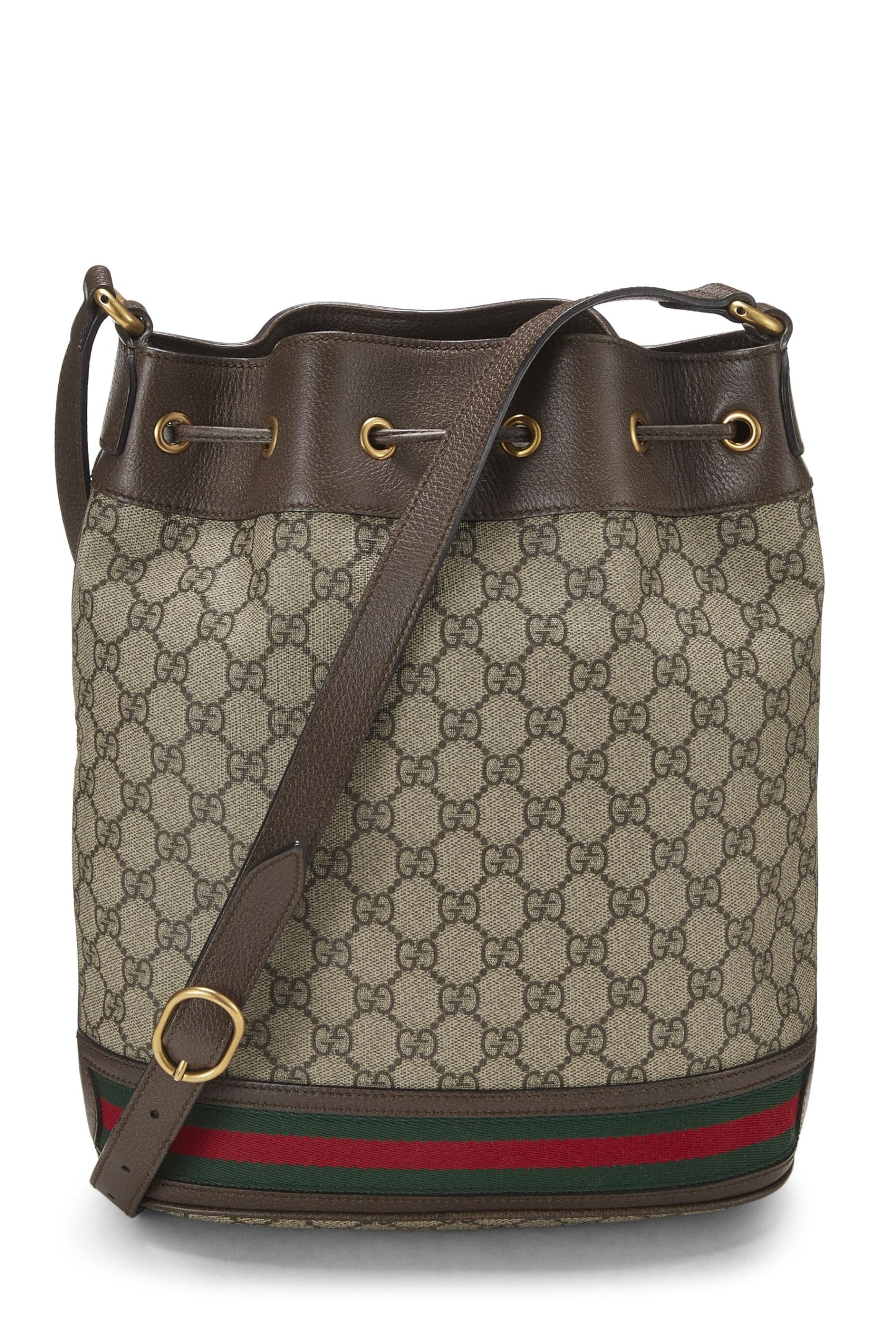 Gucci, sac seau Ophidia en toile suprême GG d'origine d'occasion, taille moyenne, marron