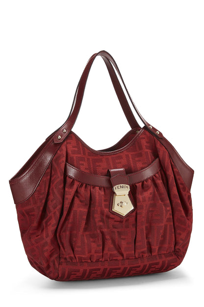 Fendi, Bolso tote de bolsillo pequeño Red Zucca Chef Pre-Loved, Rojo