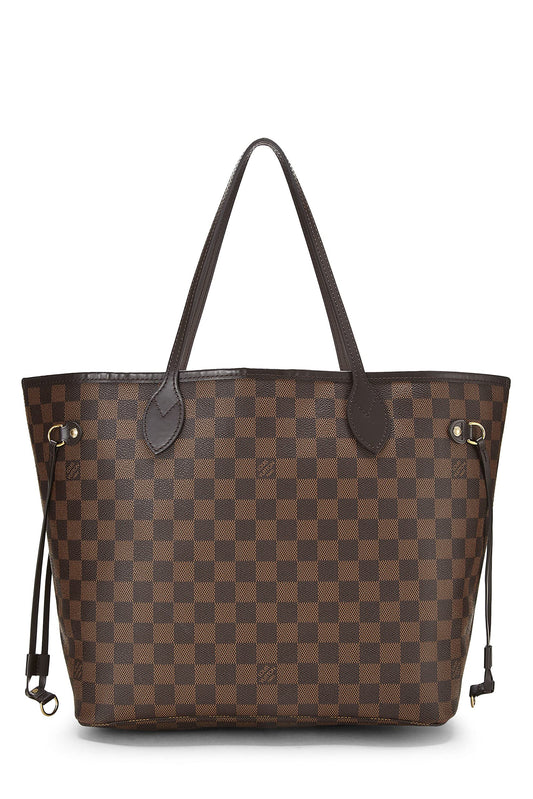 Louis Vuitton, Damier Ebene Neverfull MM NM preamado, Marrón