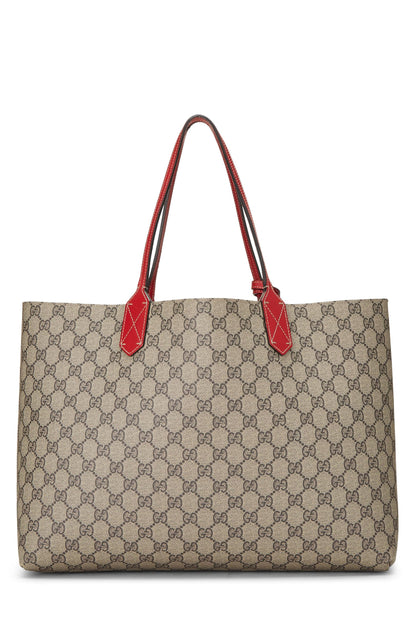 Gucci, sac fourre-tout réversible en toile rouge et original GG Supreme d'occasion, rouge