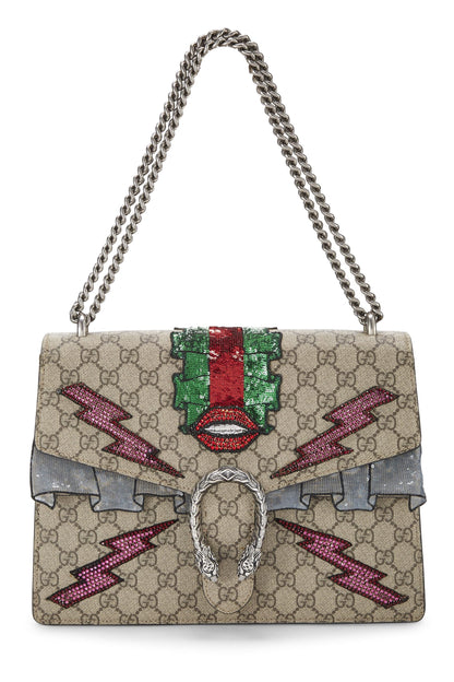 Gucci, Bolso Dionysus mediano de lona GG Supreme bordado multicolor Pre-Loved, Marrón