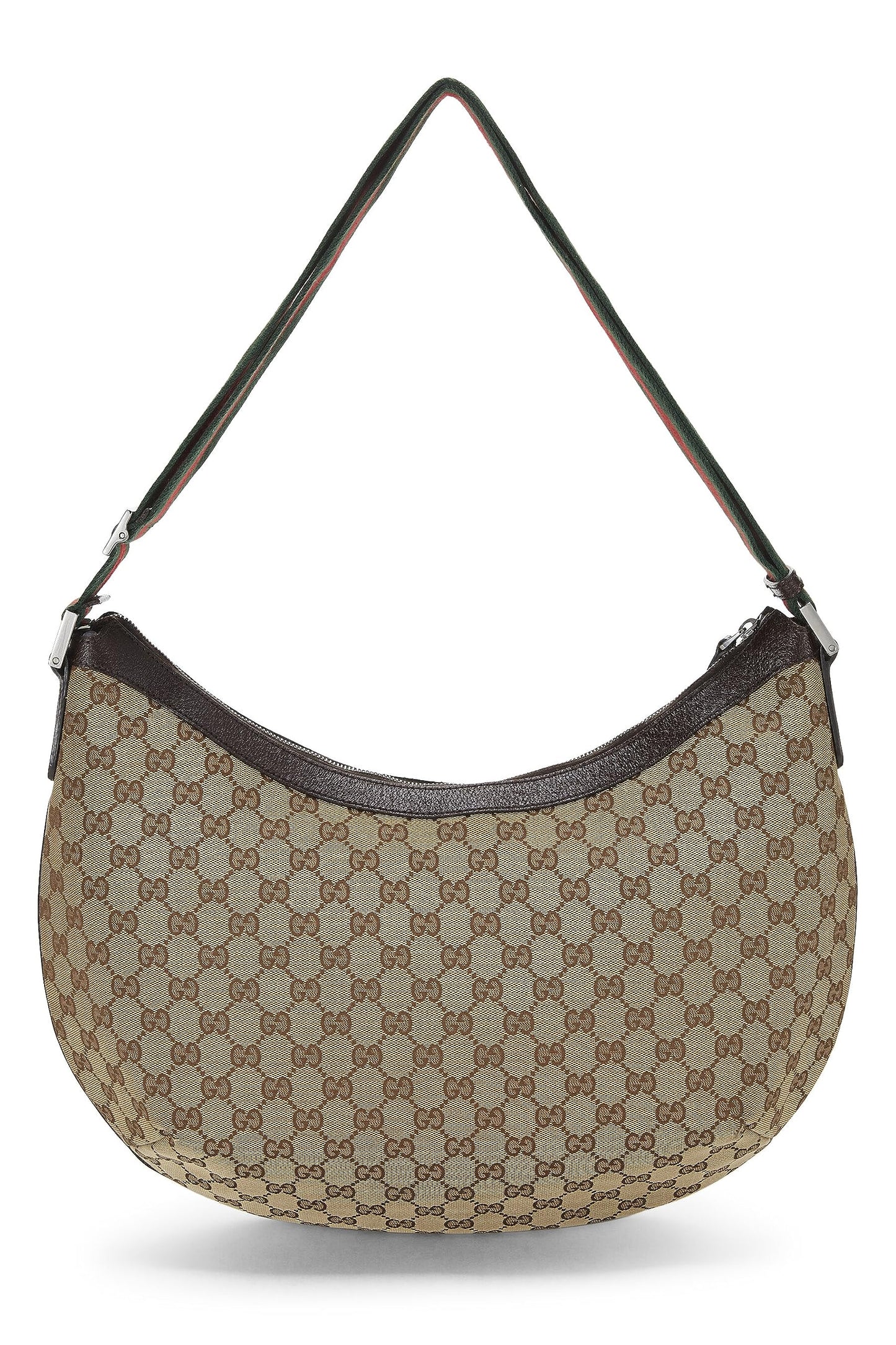 Gucci, sac messager Web en toile GG d'occasion, grand modèle, marron