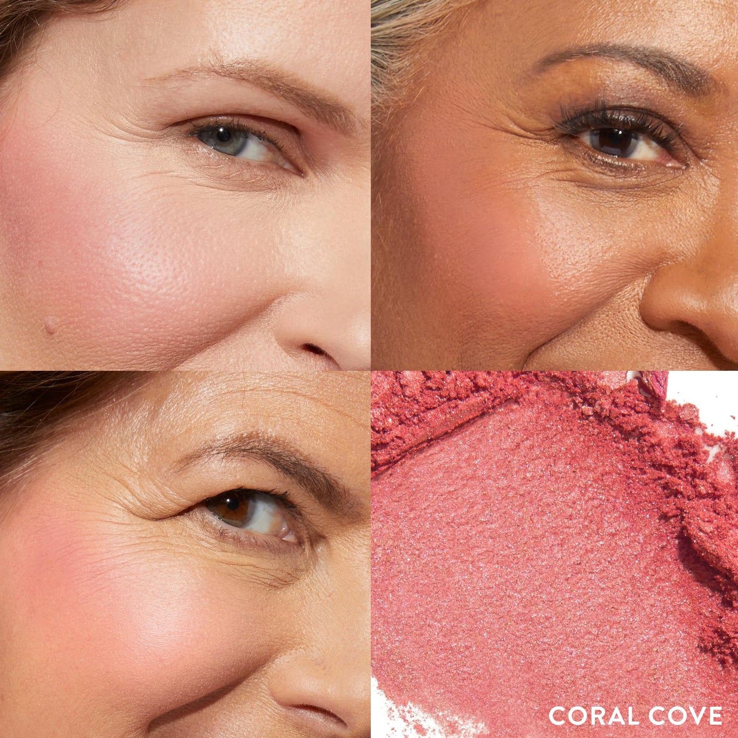 Brocha para rubor en ángulo Blush-n-Brighten Marbleized 2 en 1 Coral Cove de LAURA GELLER - Cerdas veganas ultra suaves