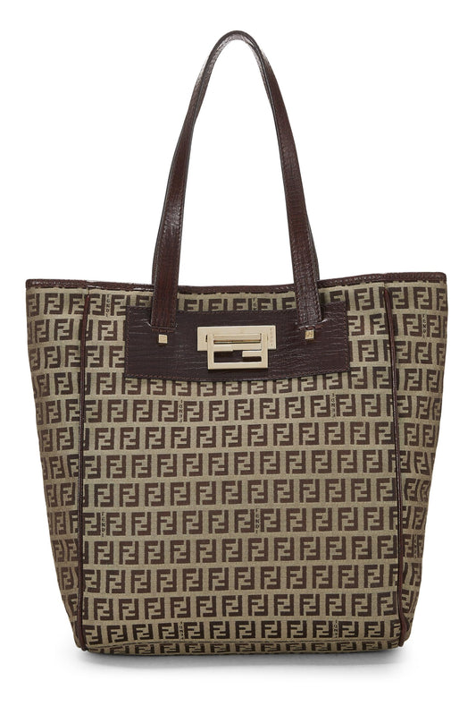 Fendi, Pre-Loved Brown Zucchino Canvas Tote Small, Brown