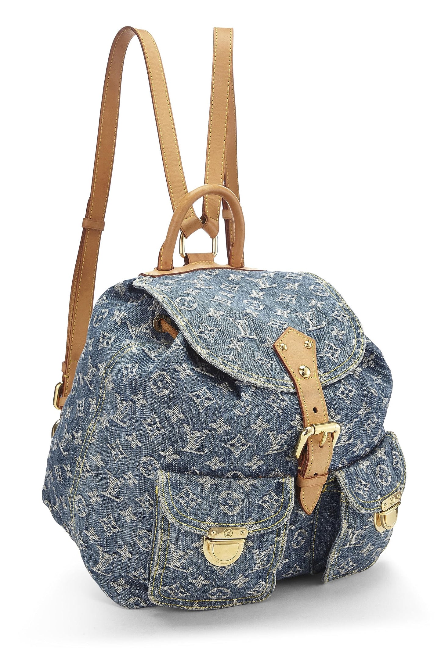 Louis Vuitton, Sac à Dos GM en denim bleu monogrammé d'occasion, bleu