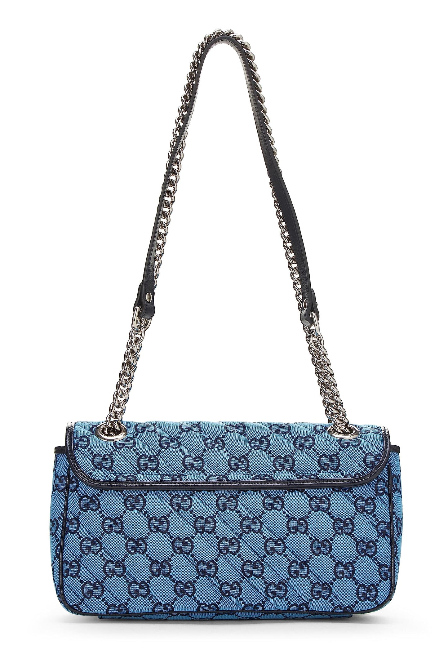 Gucci, Bolso de hombro pequeño Marmont de lona GG azul Pre-Loved, Azul