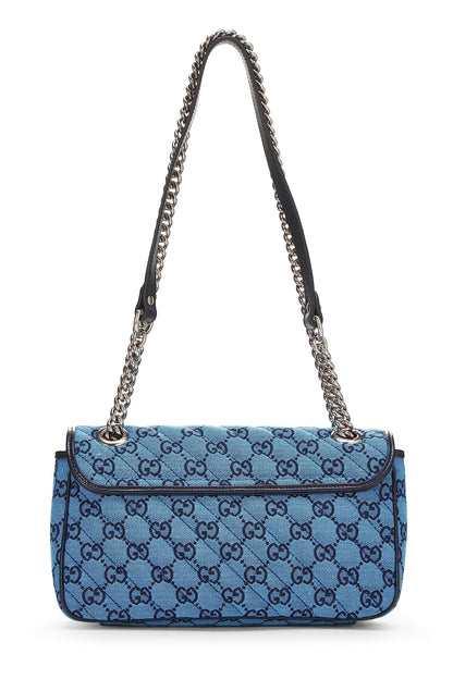 Gucci, sac à bandoulière Marmont en toile GG bleue d'occasion, petit modèle, bleu