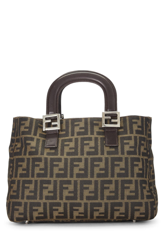 Fendi, sac à main en toile marron Zucca, petit modèle, d'occasion, marron