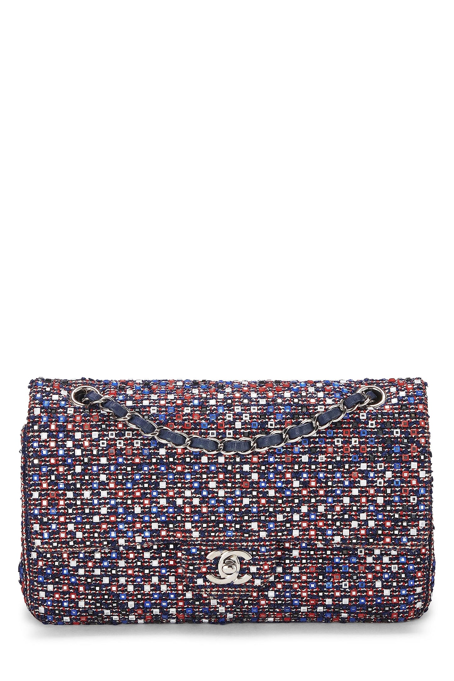 Chanel, Pre-Loved Multicolor Tweed Classic Double Flap Medium, Multi